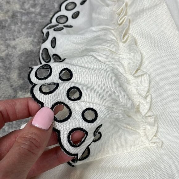 J Crew Collection Eyelet Ruffle Shoulder Dress Sleeveless V neck Linen Blend 0 - Picture 8 of 11